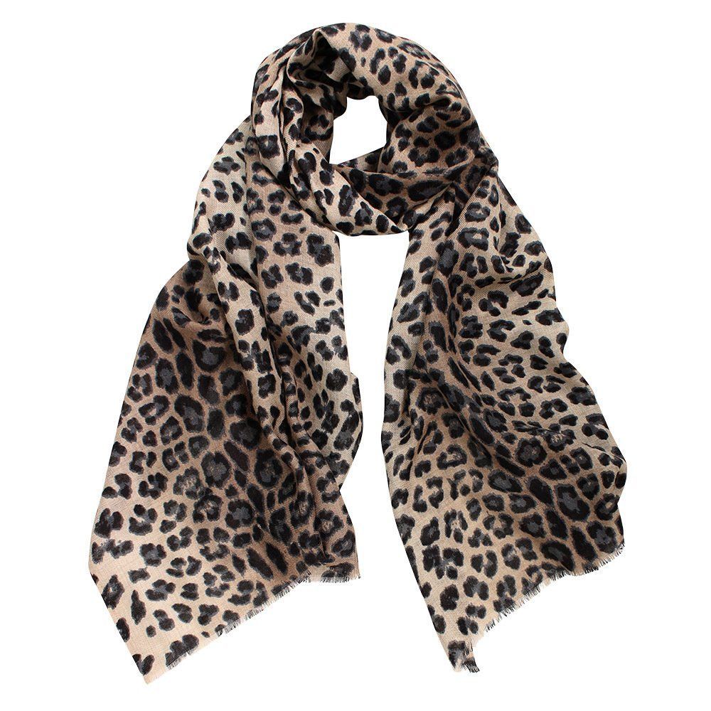 Jaguar Wool Silk Scarf - Grey