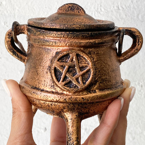 Copper Antique Pentagram Cauldron - Small
