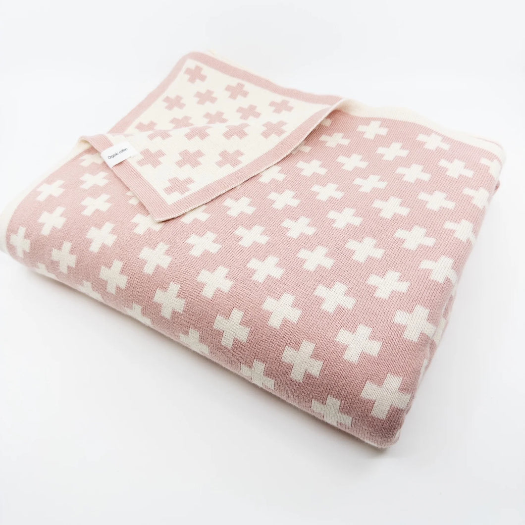 Cot Blanket Pink Crosses