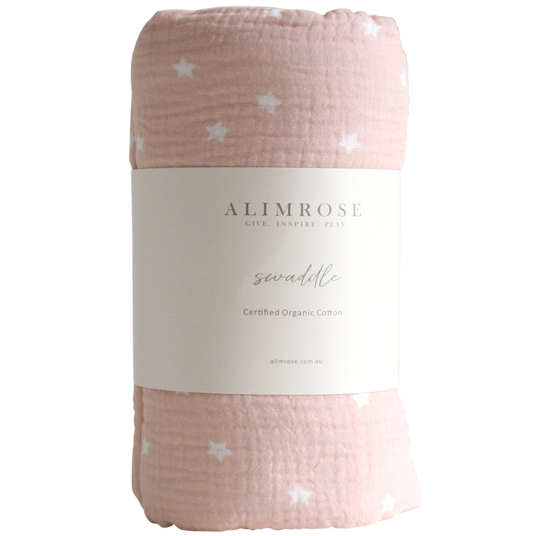 Muslin Swaddle Starry Night Pink
