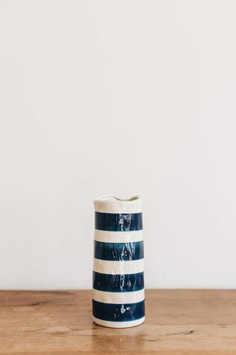 Navy Horizontal Stripe Vase - Medium