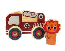 Wooden Wheelie Animal Emergency Vehicle (assorted)