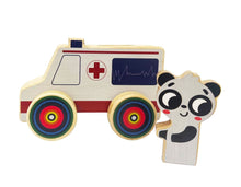 Wooden Wheelie Animal Emergency Vehicle (assorted)