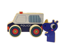 Wooden Wheelie Animal Emergency Vehicle (assorted)