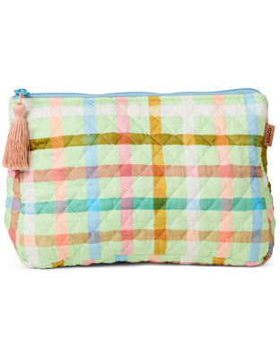 Candy Check Mint Quilted Toiletry Purse