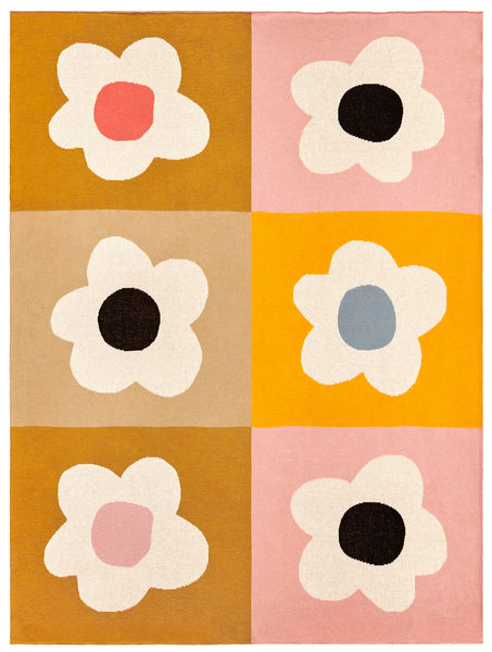 Floral Block Knit Throw