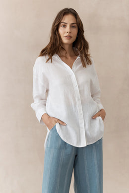 Boyfriend Linen Shirt White (Various Sizes)