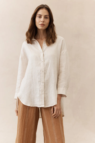 Boyfriend Linen Shirt - Natural- Various Sizes