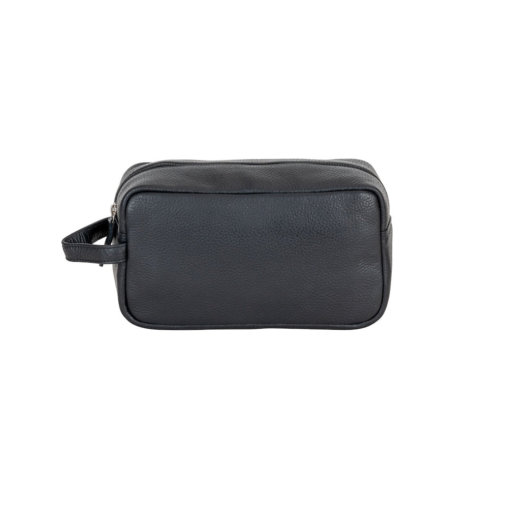 Wildera Leather Orion Toiletry Bag - Black