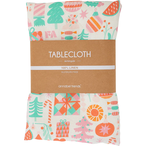 Merry Christmas Linen Tablecloth