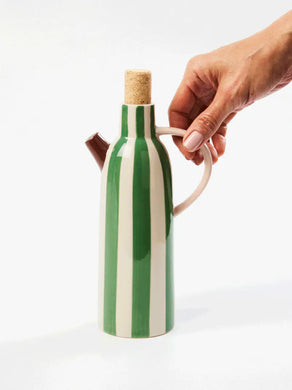 Green & Cream Stripe Oil Pourer