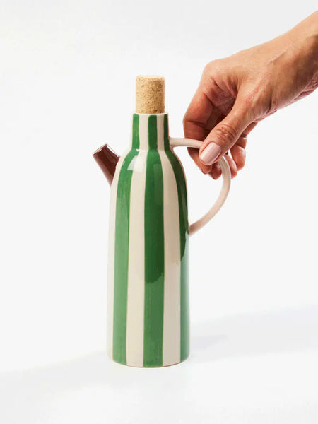 Green & Cream Stripe Oil Pourer