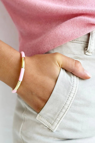 Tube Bracelet - Gold + Pale Pink