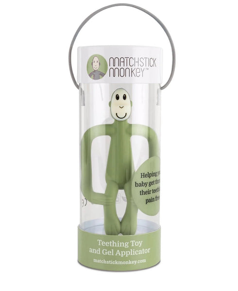 Matchstick Monkey Teething Toy and Gel Applicator - Olive