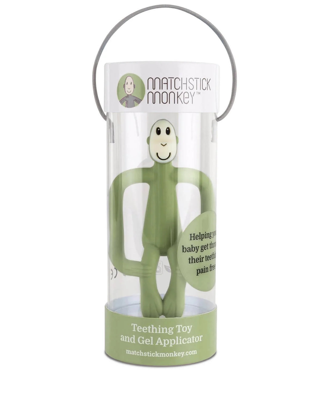 Matchstick Monkey Teething Toy and Gel Applicator - Olive