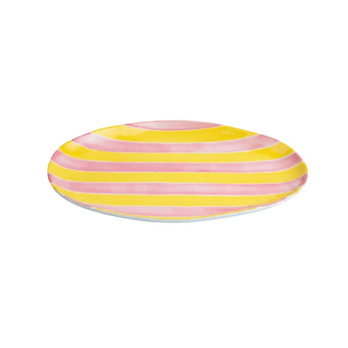 Yellow & Pink Stripe Ceramic Platter