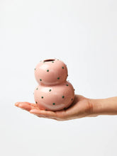Pink Mini Vase Green Dots