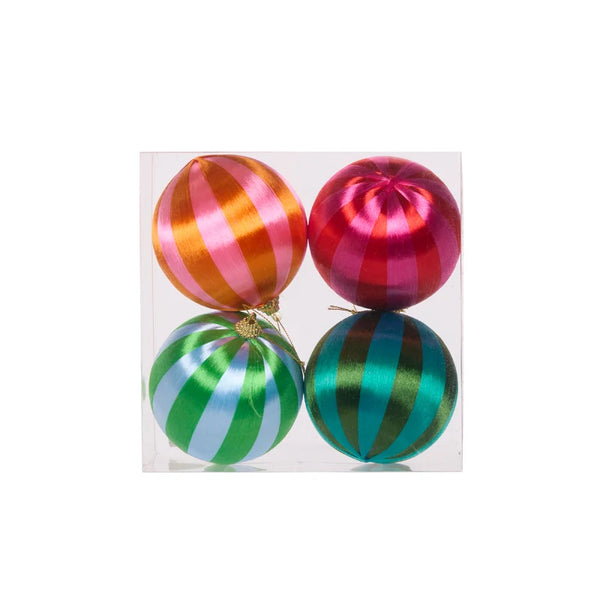 Striped Silk Baubles Pack of 4