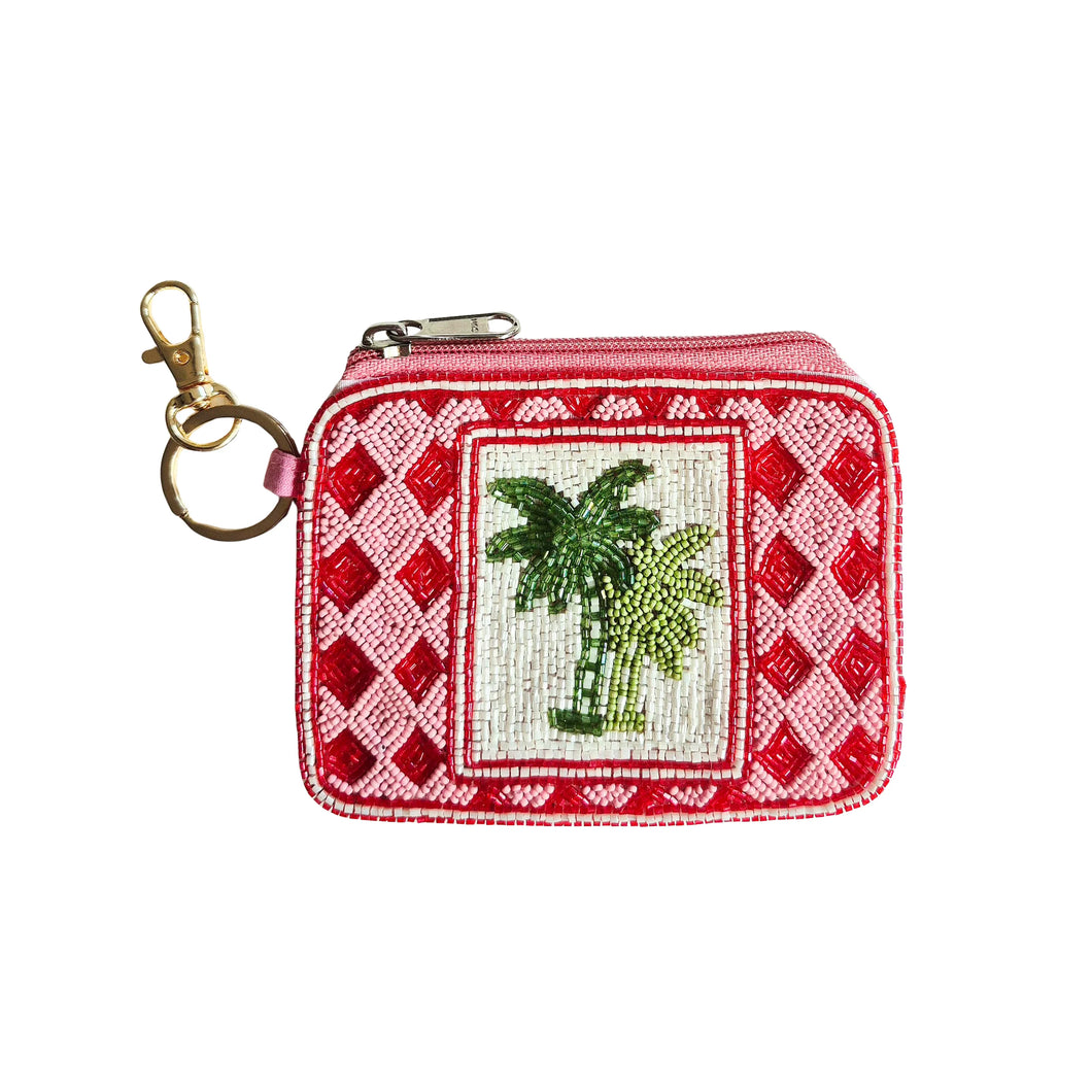 Beaded Keychain Pouch - Palm Tree