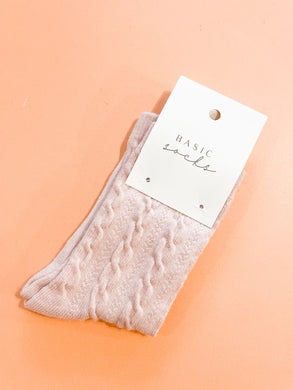Winter Cable Wool Crew Socks
