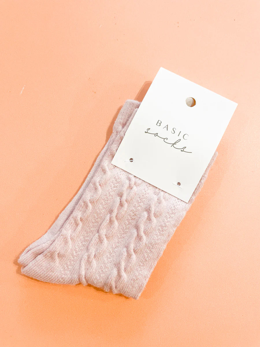 Winter Cable Wool Crew Socks