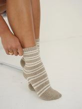 Striped Ribbed Socks Latte