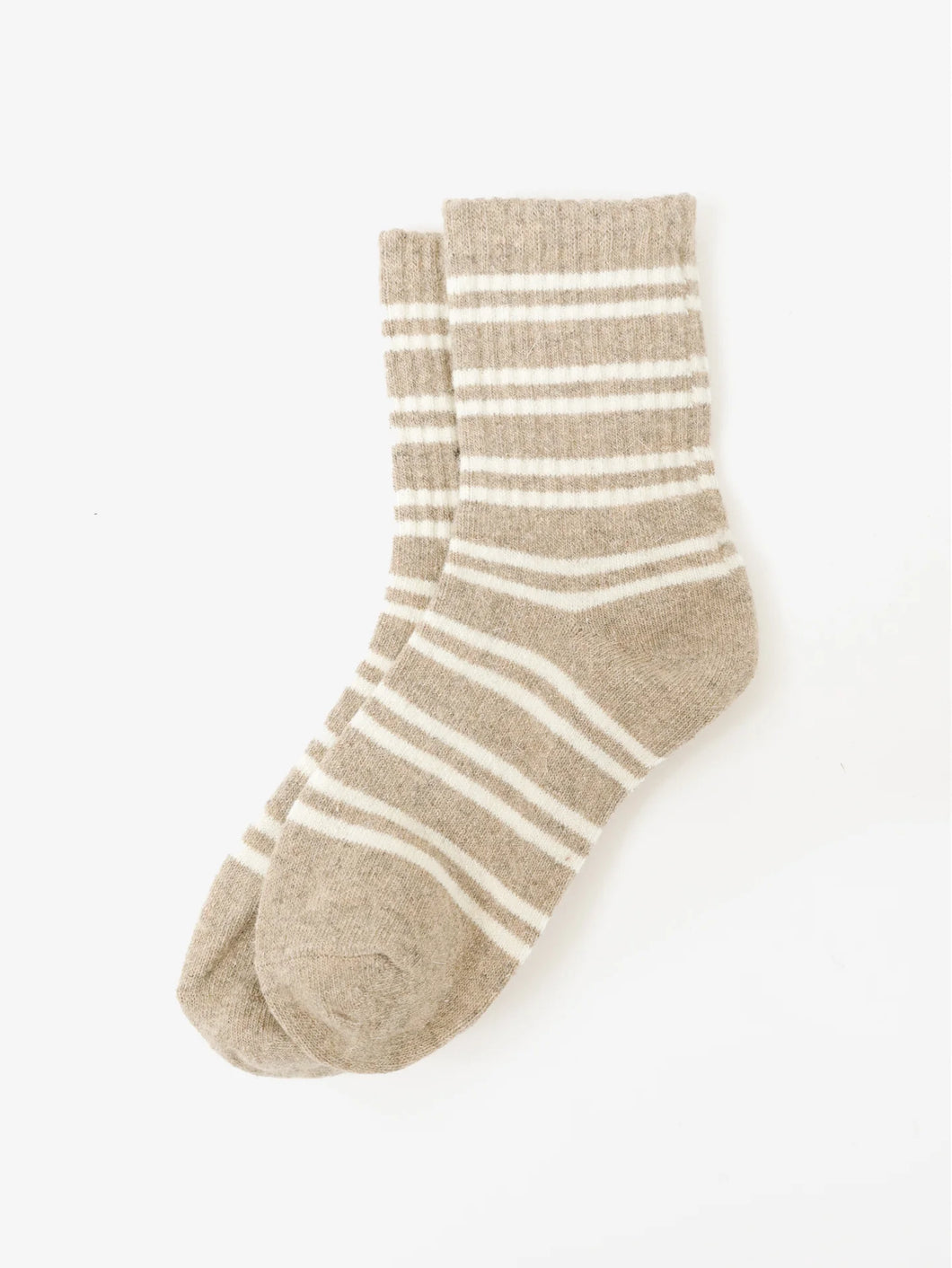 Striped Ribbed Socks Latte