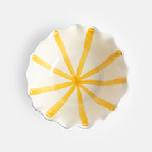 Blue Scallop Edge Yellow Stripe Bowl