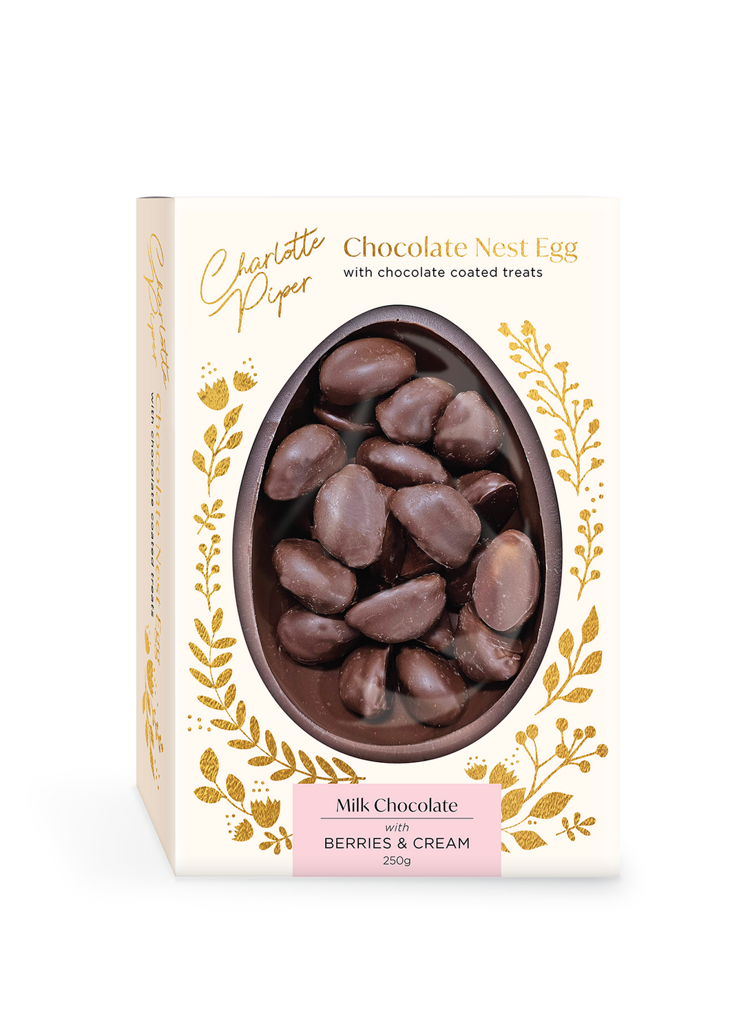 Milk Chocolate Nest Egg with Chocolate Coated Berries & Cream