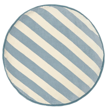 Blue Stripe Velvet Round Cushion