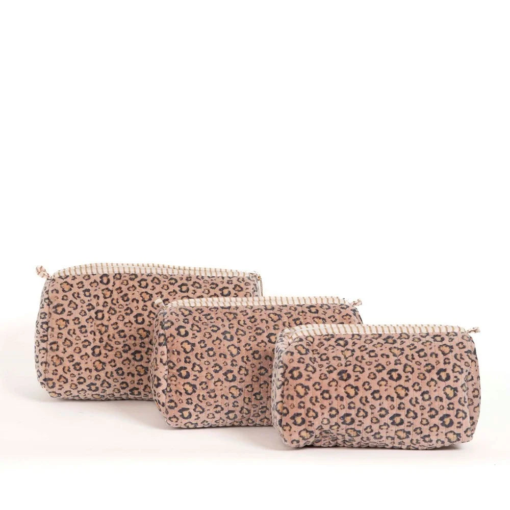 Parisian Cool Leopard Blush Velvet Pouches