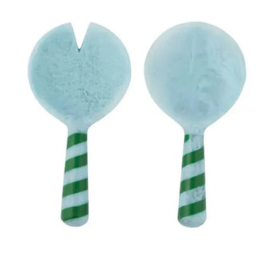Capri Resin Salad Servers - Sky Emerald