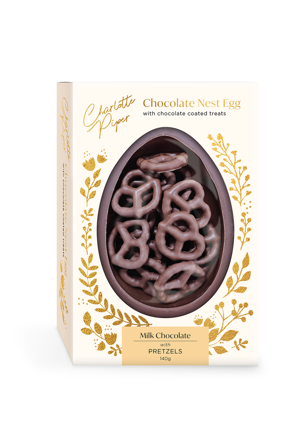 Milk Chocolate Nest Egg with Chocolate Coated Pretzels