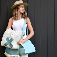 Cross the Sea Canvas Crossbody Insulated Lunch Bag - Blue Surf