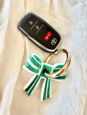 Stripey Bow Keyrings (Various Colours)