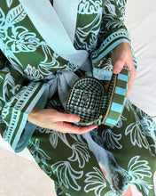 Green & Blue Stripe Linen Jewellery Box