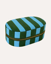 Green & Blue Stripe Linen Jewellery Box