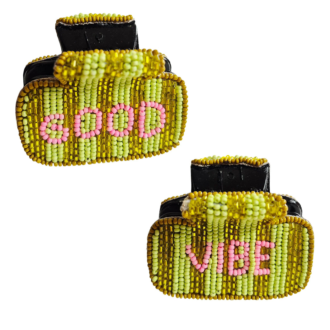 Beaded Hair Clip - Good Vibes