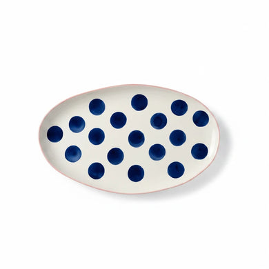 Navy Spots & Pink Rim Ceramic Platter