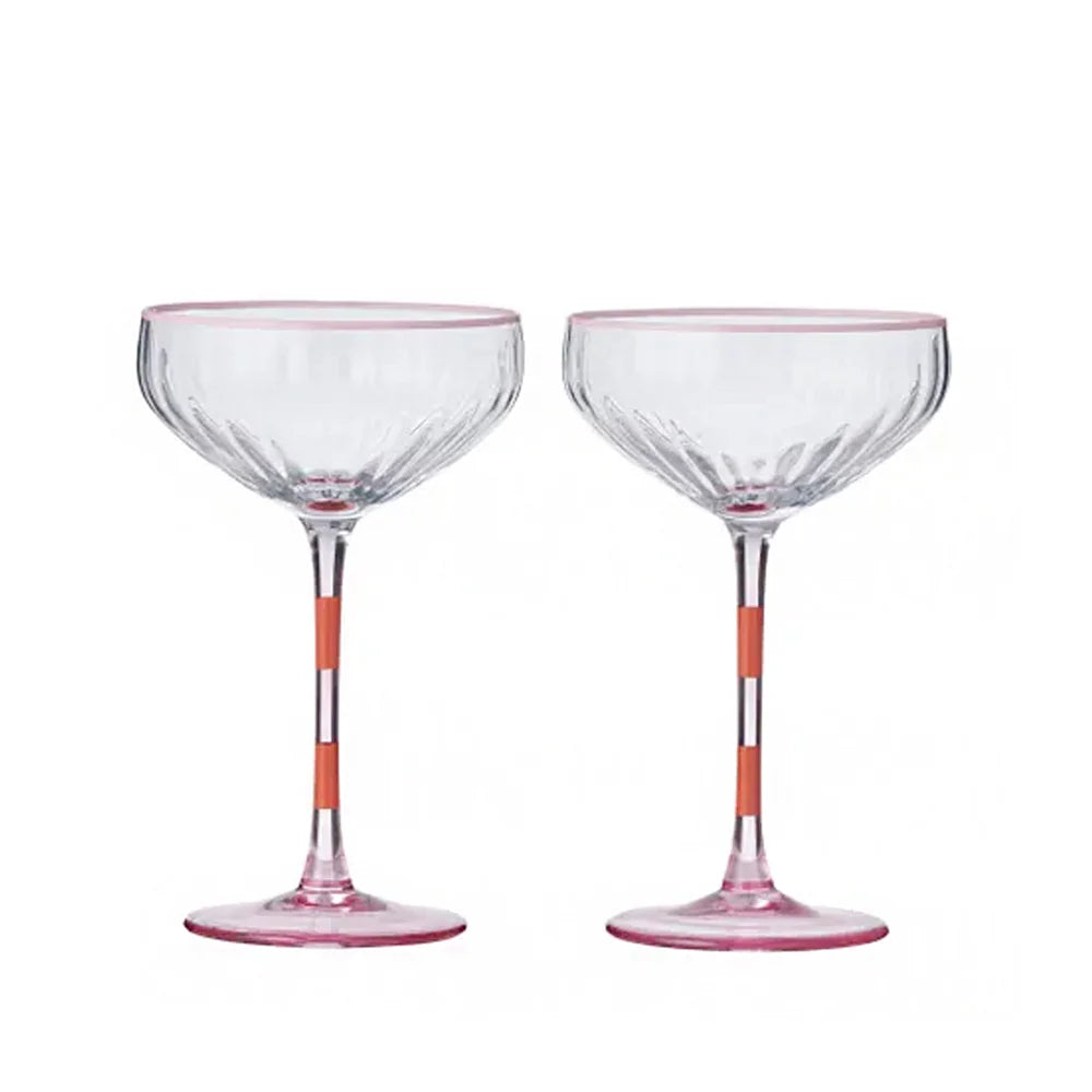 Lena Glass Coupe Duo - Pink/Orange