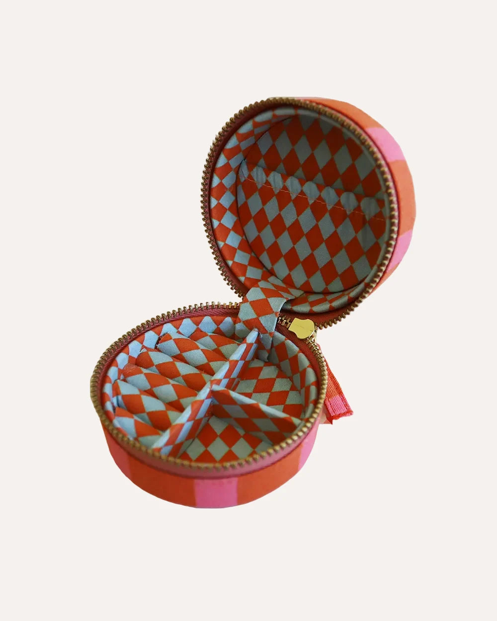 Pink & Deep Orange Stripe Mini Jewellery Box