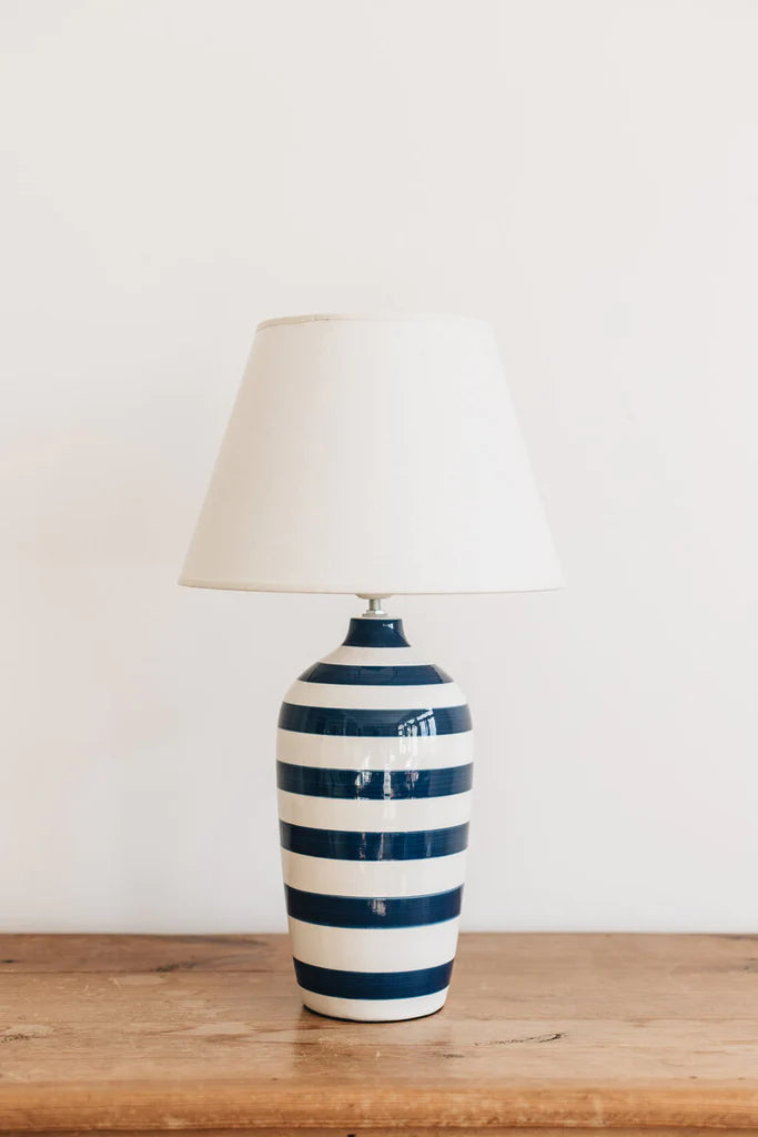 Navy Horizontal Stripe Lamp