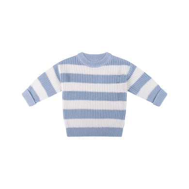 Knit Stripe Jumper - Sky Blue Stripe