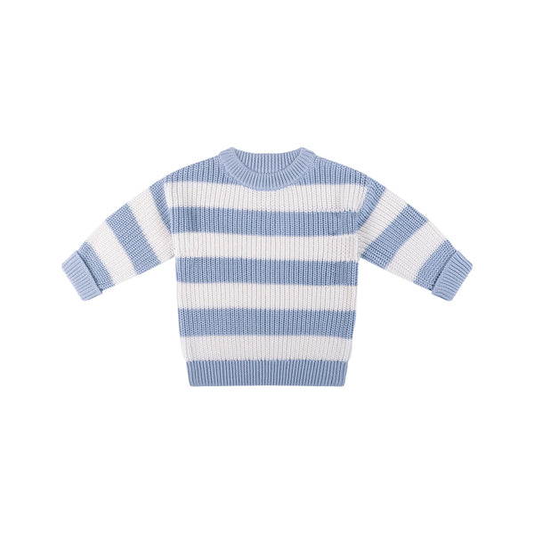 Knit Stripe Jumper - Sky Blue Stripe