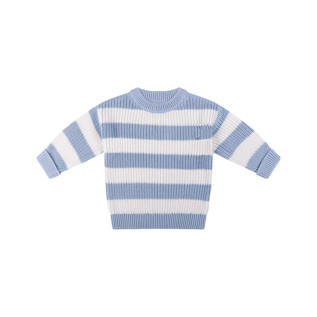 Knit Stripe Jumper - Sky Blue Stripe