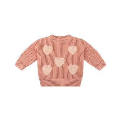 Embroidered Knit Jumper - Cameo Hearts