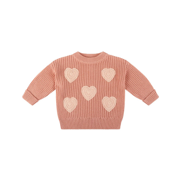 Embroidered Knit Jumper - Cameo Hearts