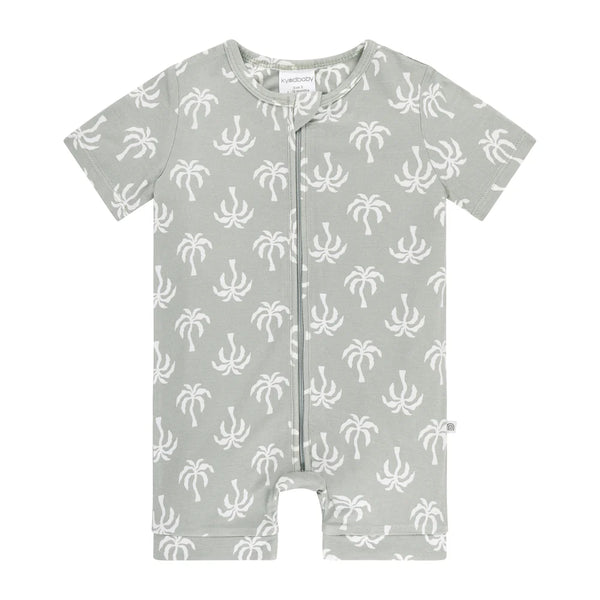 Onesie Zip Short Sleeve - Palm Tree