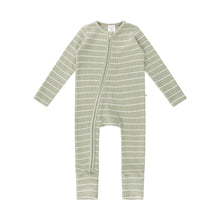 Waffle Onesie - Sage Stripe