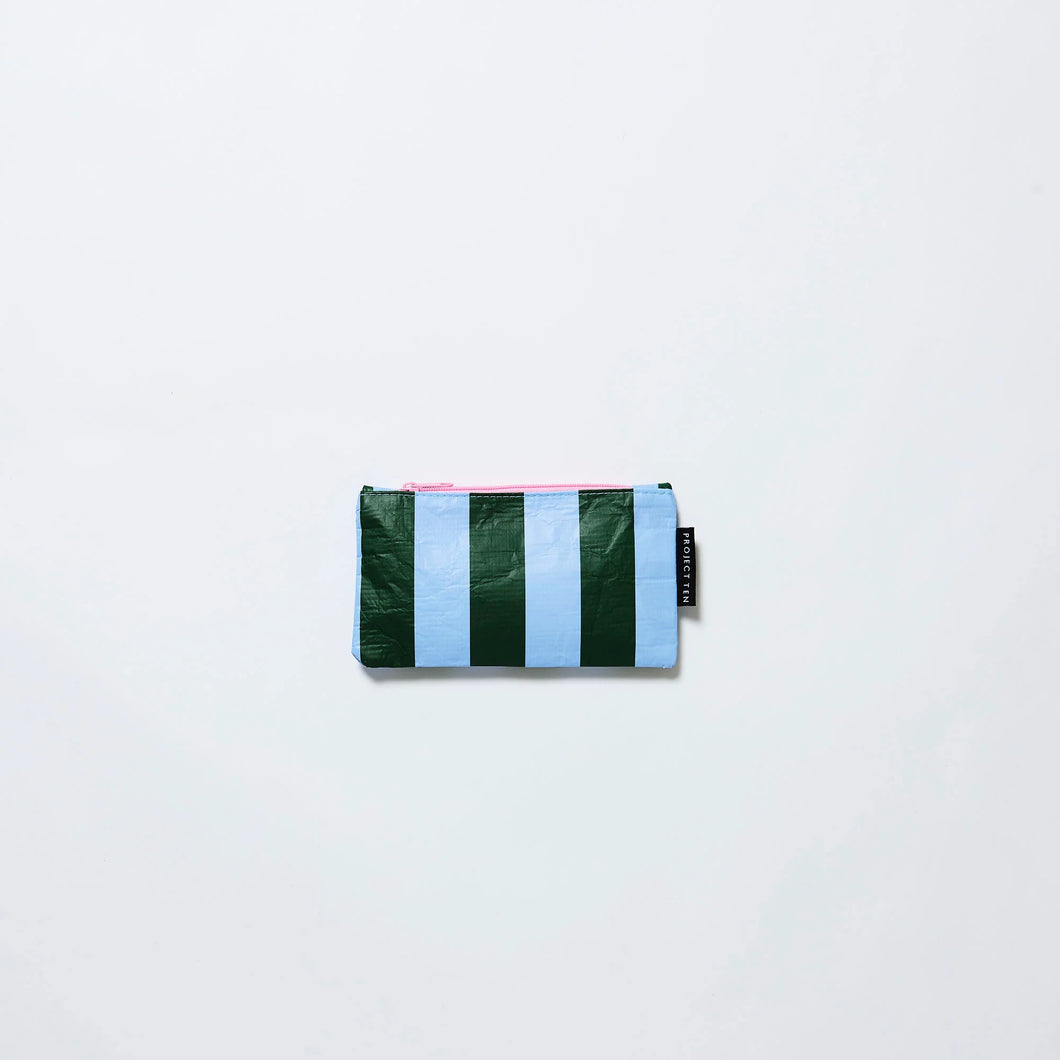 Tiny Zip Pouch – Green Blue Stripe